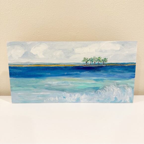 Handmade Beach Cottage Coastal Ocean Waves Wood Wall Hanging Painting Home Decor - Picture 1 of 4